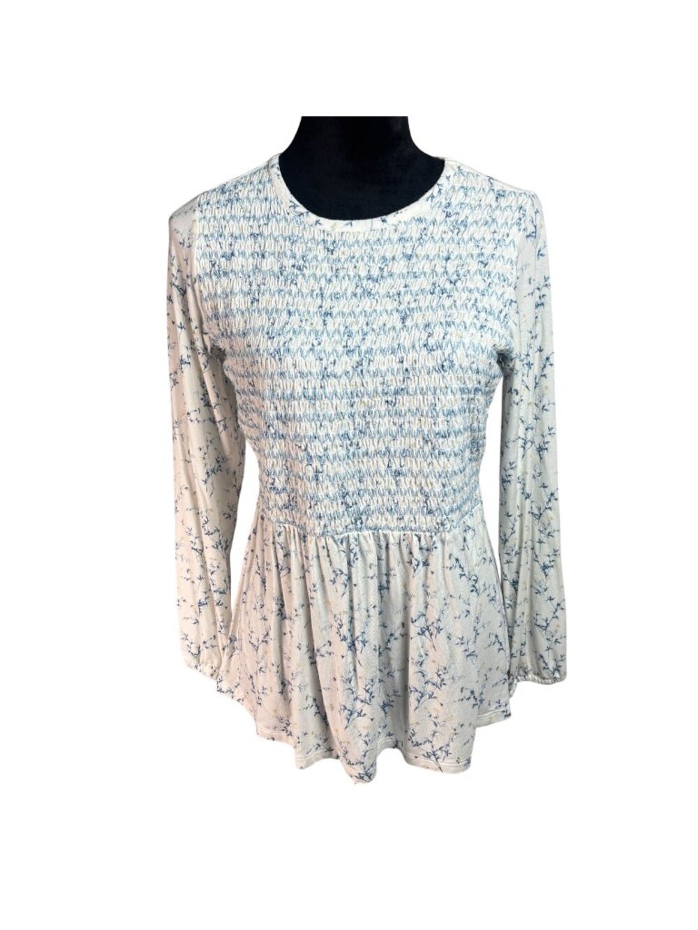 Matilda Jane Enchanted Garden Smocked Floral Peplum Top White Blue Hilton Head s